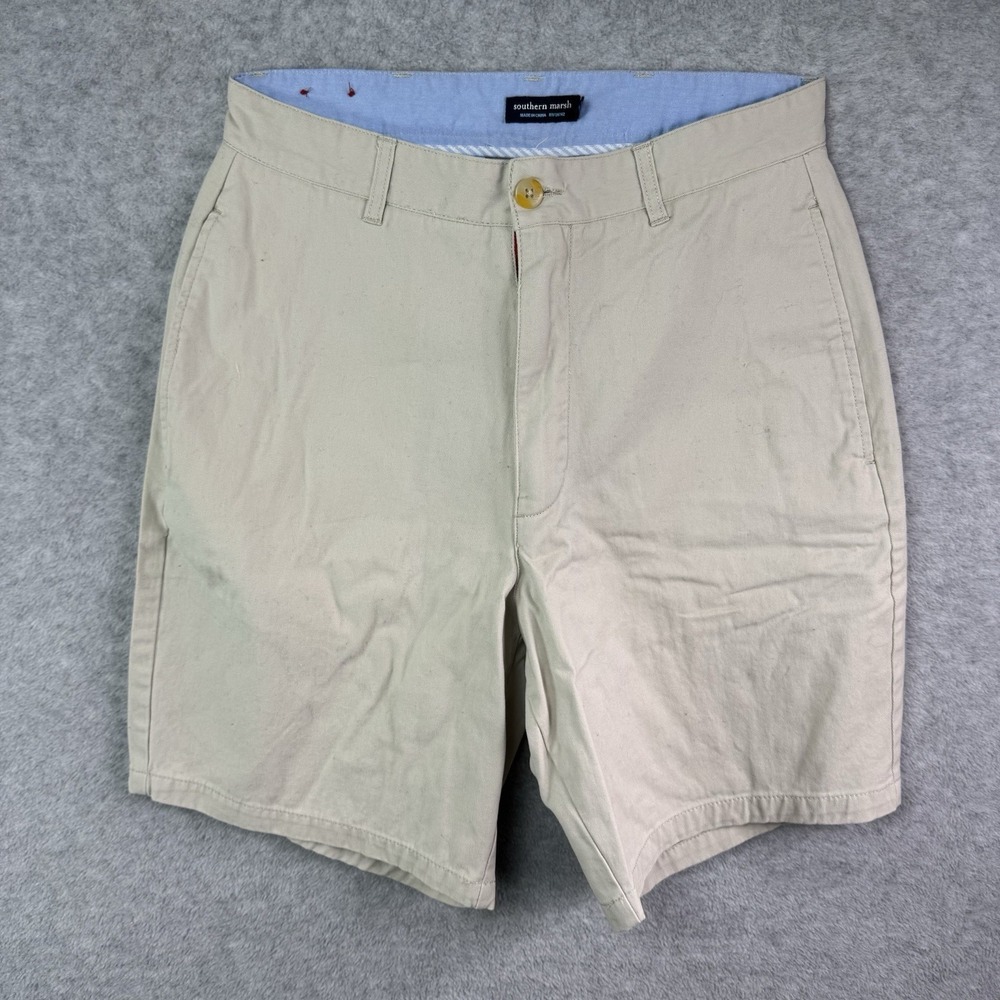 Southern Marsh Shorts Mens 28 Khaki Performance Flat Front Pockets Preppy